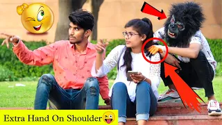 EXTRA HAND ON SHOULDER PRANK ON CUTE GIRLS 😂 ! FUNNY PRANK @DSFUN