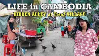 HIDDEN ALLEY at Trea2 VILLAGE in PHNOM PENH CITY, CAMBODIA | [2K] Walk Tour