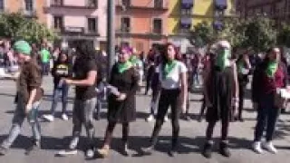 Women dance in favour of abortion in Mexico