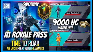 9000 UC A1 ROYAL PASS MAXED OUT - 1 TO 100 REWARDS , MINI MATERIALS ( BGMI )