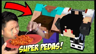 WAWW ! LIFE HACK MINECRAFT MENUKAR KEPALA STEVE 99% LUCU ! AUTO KAALAH MAKAN SAMYANG PEDAS LEVEL 100