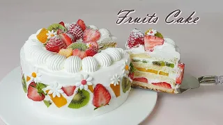 How to make Fruits Fresh Cream Cake /  Recipe /  Soft Vanilla Sponge Cake