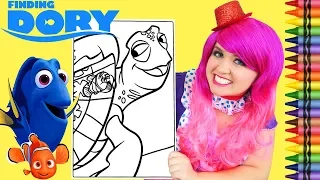 Coloring Finding Dory Marlin & Crush Turtle GIANT Coloring Page Crayola Crayons | KiMMi THE CLOWN