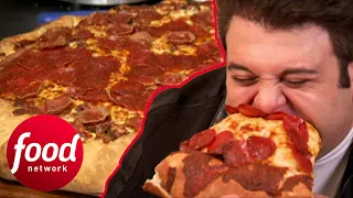 Adam Smothers His Face On A 14 Lb Deep Pizza! | Man V Food: The Carnivore Chronicles