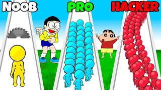 Shinchan and Nobita Playing Runner Pusher 3d 😱|| Funny Game😂 || Shinchan and Nobita