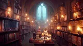 The Christmas atmosphere of a Harry Potter library | Winter at Hogwarts | Relaxing & Studying