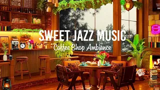 4K Spring Coffee Shop Space & Smooth Jazz Music | Background music for relaxing, studying, working