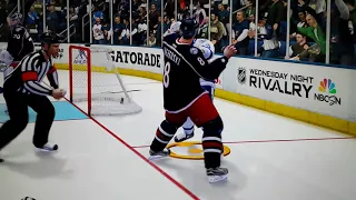 "The Quintessential Hockey FIGHT " Goodrow & Werenski  Trade and Land Equal Blows Simultaneously!
