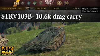 Strv 103B video in Ultra HD 4K🔝 10.6k dmg carry, 5 kills, 1294 exp 🔝 World of Tanks ✔️