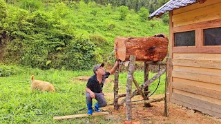 I Finally Built The Water System For My Cabin | The Wooden Water Tank Is Ready.