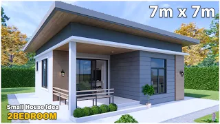 Beautiful Small House  | 7m x 7m House Design 2Bedroom