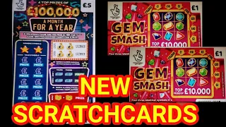 NEW SCRATCHCARDS " GEM SMASH"..NEW £100,000 MONTH ..&..CASHWORD..BLACK GOLD..GET FRUITY