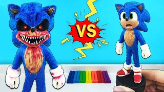 SONIC transforming into SONIC.EXE with clay ➤ CreepyPasta clay Tutorial / How to make