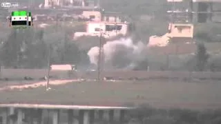 Syrian Rebels Hit a SAA Armoured Bulldozer to no effect