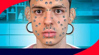 COLOQUEI 100 PIERCINGS NA CARA DE UMA SÓ VEZ, E O RESULTADO FOI SURPREENDENTE!