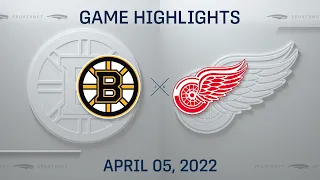 NHL Highlights | Red Wings vs. Bruins - Apr. 5, 2022