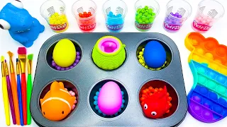 Satisfying Video l How to make Rainbow Pool into Mixing All My Glossy Slime & Fruit Cutting ASMR #2