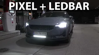 Polestar 2 with Pixel lights and Lazer 18 LED bar working together