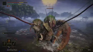 Getting killed by a big lobster in Elden Ring
