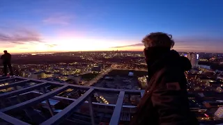 Climbing tall building in Copenhagen to watch the sunset (100m)