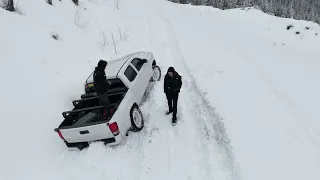 Off road on snow in Washington state - drone footage