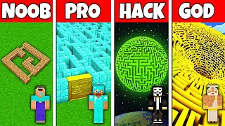 Minecraft Battle: NOOB vs PRO vs HACKER vs GOD! BIGGEST MAZE HOUSE BUILD CHALLENGE in Minecraft