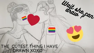 Drawing the L ( lesbian ) in #LGBTQ ||  Speed Art 🏳️‍🌈