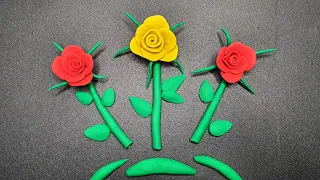 How To Make a Rose Flower clay toys making for kids Flower clay modelling for kids