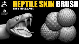 ZBrush Reptile Skin Brush. Sculpting snake (dragon) skin.