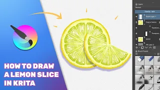 How to draw a lemon slice - Krita digital painting tutorial - Easy step by step for beginners