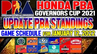 PBA SCHEDULE For January 12, 2022/Update pba Team Standings/Pba Governors Cup 2021-22