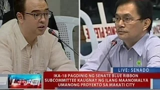 Pagdinig ng Senate blue ribbon subcommittee kaugnay ng ilang maanomalya umanong proyekto sa Makati