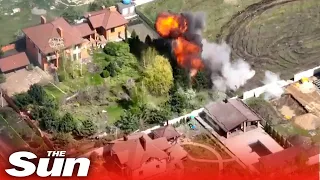 Ukrainian troops destroy Russian tanks hiding in gardens