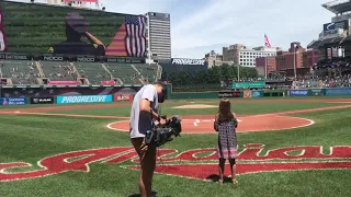 10 Year Old Abby Karakas Sings National Anthem - Cleveland Indians 07212019