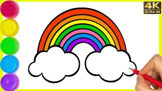 How to Draw a Rainbow and Clouds Easy With Colouring || Rainbow Drawing penting step by step drawing