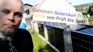 Gabionen Solarzaun Teil 1 - Terrassengeländer mit 1200W dank bifacialen Glas-Glas PV Modulen
