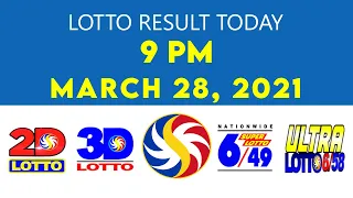 Lotto Result Today March 28 2021 9pm Ez2 Swertres 2D 3D 6/49 6/58 PCSO