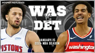 Washington Wizards vs Detroit Pistons Full Game Highlights | Jan 15 | 2024 NBA Season