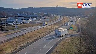 Arkansas: Dumbass Desperate To Reach Exit Cuts Off Two Semi Trucks & Gets Hit In The Process (MUSIC)