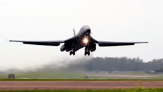 B-1 Bomber Afterburner Takeoff and Landing at RAF Fairford