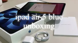 📦아이패드 에어 5세대 블루 언박싱! ipad air 5 blue unboxing~♡ + 애플펜슬 2세대, 로지텍 블루투스 키보드, 신지모루 종이필름&케이스