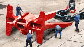 The Hypnotic Process of Installing Gigantic Anchor into US Aircraft Carrier