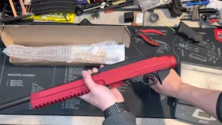 PMACA manufacturing 10/22 chassis long nose red open box review and installation Ruger 31145 BX-25