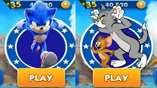 Sonic Dash vs Tom and Jerry Run - Movie Sonic vs All Bosses Zazz Eggman All Characters Unlocked