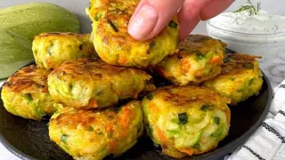 Mix eggs with potatoes and zucchini! It's so delicious! Quick and delicious snack! ASMR cooking.