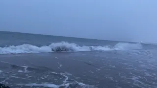 Relaxing video, winter Atlantic Ocean, snow storm, December 16