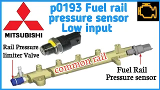 P0192 fuel rail pressure sensor cricuit Low input ! How to fix engine code p0192 , #Mitsubishi