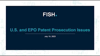 Webinar | U.S. and EPO Patent Prosecution Issues