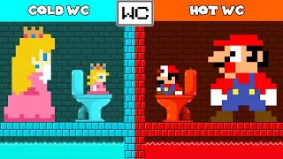 Hot vs Cold Toilet Prank: Mario and Tiny Mario vs Team Peach Toilet Challenge | Game Animation
