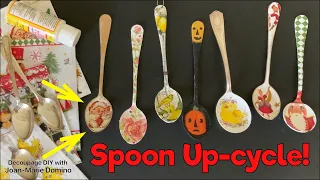 GENIUS OLD SPOON THRIFT FLIP! / UP-CYCLED ORNAMENTS /  DECOUPAGE NAPKIN CRAFT / GIFT IDEA! TIPS!